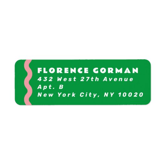 Heldergroen en roze golvend Lijst retouradres Etiket (Voorkant)