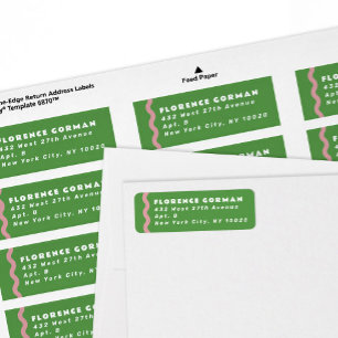 Heldergroen en roze golvend Lijst retouradres Etiket