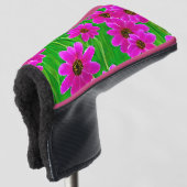 Heldergroen en roze ventilatorpatroon golfheadcover (3/4 voorkant)