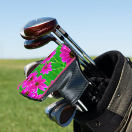 Heldergroen en roze ventilatorpatroon golfheadcover