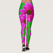 Heldergroen en roze ventilatorpatroon leggings (Achterkant)