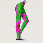 Heldergroen en roze ventilatorpatroon leggings (Rechts)