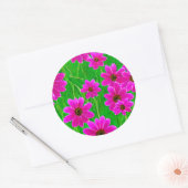 Heldergroen en roze ventilatorpatroon ronde sticker (Envelop)