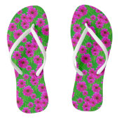 Heldergroen en roze ventilatorpatroon teenslippers (Voetbed)