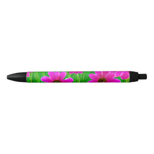 Heldergroen en roze ventilatorpatroon zwarte inkt pen
