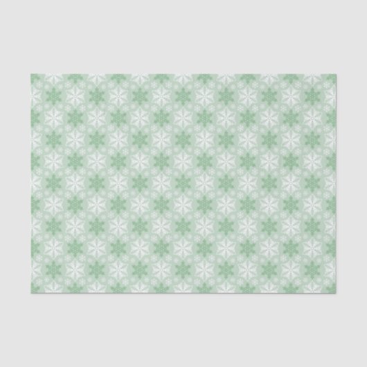 Heldergroen en winterwit Snowflake-patroon Tissuepapier (Voorkant)