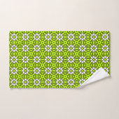 Heldergroen en wit bloemmotief bad handdoek (Handdoek)
