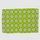 Heldergroen en wit bloemmotief golfhanddoek (Horizontaal)