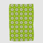 Heldergroen en wit bloemmotief golfhanddoek (Voorkant)