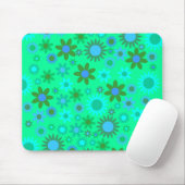 Heldergroen Flower Power Patroon Muismat (Met muis)
