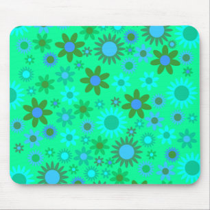 Heldergroen Flower Power Patroon Muismat