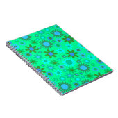 Heldergroen Flower Power Patroon Notitieboek (Rechterzijde)
