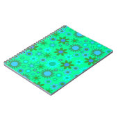 Heldergroen Flower Power Patroon Notitieboek (Linkerzijde)