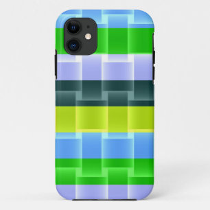 Heldergroen geel, grijs Aqua Stripes Patroon iPhone 11 Hoesje