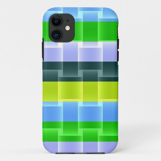 Heldergroen geel, grijs Aqua Stripes Patroon Case-Mate iPhone Case (Achterkant)