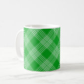Heldergroen geruit geruit patroon koffiemok (Voorkant links)