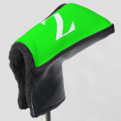 Heldergroen Groot Wit Monogram Golfheadcover (3/4 voorkant)