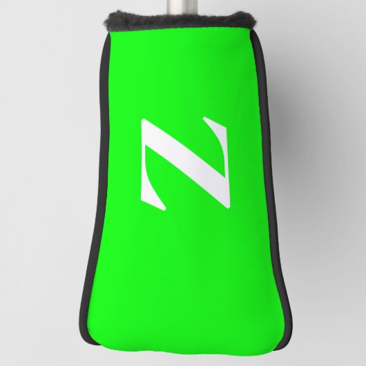 Heldergroen Groot Wit Monogram Golfheadcover (Draai 90)