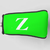 Heldergroen Groot Wit Monogram Golfheadcover (Voorkant)