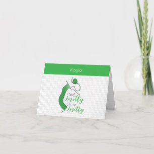 Heldergroen ik voel me knitty, zo knitty. notitiekaartje