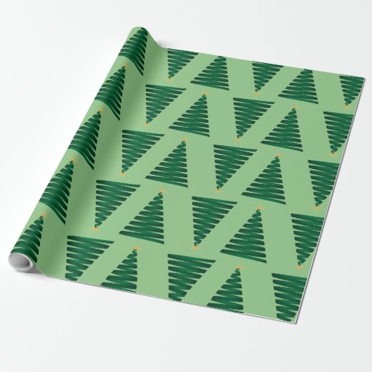 Heldergroen kerstboomontwerp cadeaupapier (Uitgerold)