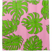 Heldergroen lederen patroon op roze douchegordijn (Voorkant)