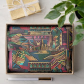 Heldergroen "Levendig historisch embleem" Weefsel  Tissuepapier (Geschenk)