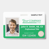 Heldergroen logo ingang werknemer pasfoto ID Badge (Voorzijde)