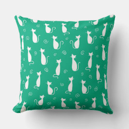 HELDERGROEN MET WITTE KAT SILHOUETTEN KUSSEN