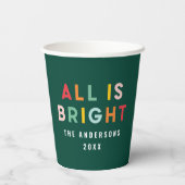 Heldergroen modern kerstfamilie decor papieren bekers (Achterkant)