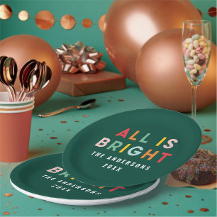 Heldergroen modern kerstfamilie decor papieren bordje