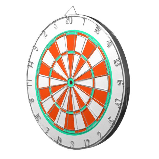 Heldergroen Oranje wit dartboard Dartbord (Voorkant Rechts)