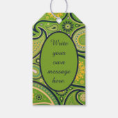 Heldergroen paisleypatroon aangepaste tekst cadeaulabel (Voorkant)