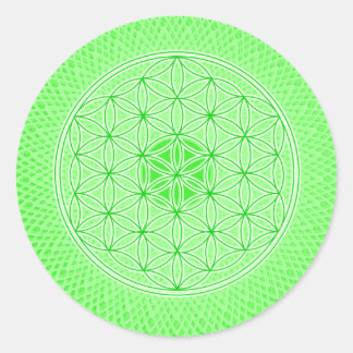 Heldergroen Psychedelic Heilige Geometrie Mandala Ronde Sticker