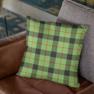 Heldergroen & Rood Plaid Kussen