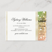 Heldergroen Roze Glitter Wit en Gouden Logo Visitekaartje (Achterkant)