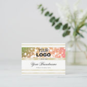 Heldergroen Roze Glitter Wit en Gouden Logo Visitekaartje (Staand voorkant)