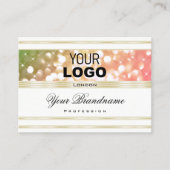 Heldergroen Roze Glitter Wit en Gouden Logo Visitekaartje (Voorkant)