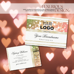 Heldergroen Roze Glitter Wit en Gouden Logo Visitekaartje