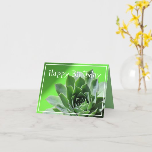 Heldergroen sempervivum succulent plant kaart (Gele Bloem)