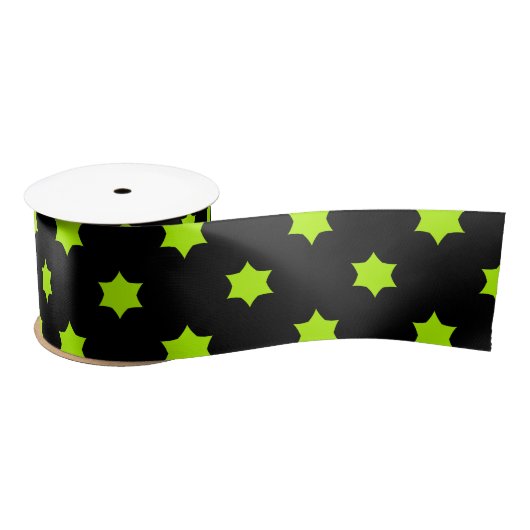 Heldergroen Star-patroon Satijnen Lint (Spoel)