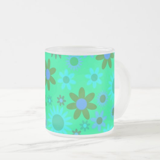 Heldergroen ventilatorpatroon matglas koffiemok (Voorkant rechts)