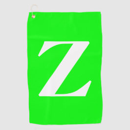 Heldergroen wit monogram golfhanddoek