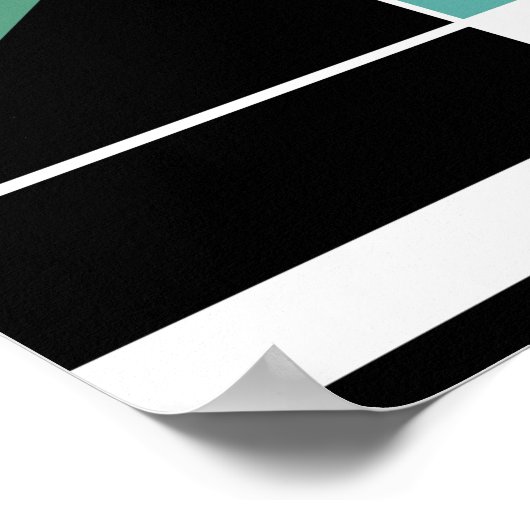 Heldergroen wit op zwart-mozaïekachtig Abstract Poster (Hoek)