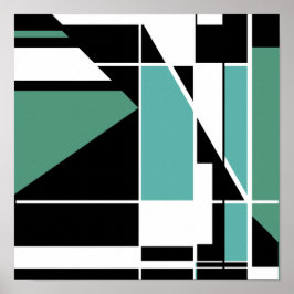 Heldergroen wit op zwart-mozaïekachtig Abstract Poster