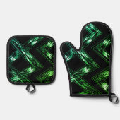 Heldergroen Zig Zag patroon Ovenwant & Pannenlap Set (Voorkant)