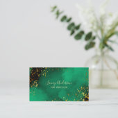 Heldergroen zwart en faux gold folie glitter visitekaartje (Staand voorkant)