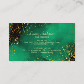 Heldergroen zwart en faux gold folie glitter visitekaartje (Achterkant)