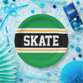 Heldergroen zwart geel SCHAATS Racing Stripes Papieren Bordje (Feest)