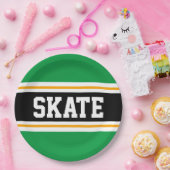 Heldergroen zwart geel SCHAATS Racing Stripes Papieren Bordje (Feest)